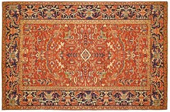 Antique Hand-Knotted Traditional Geometric Oriental Carpet