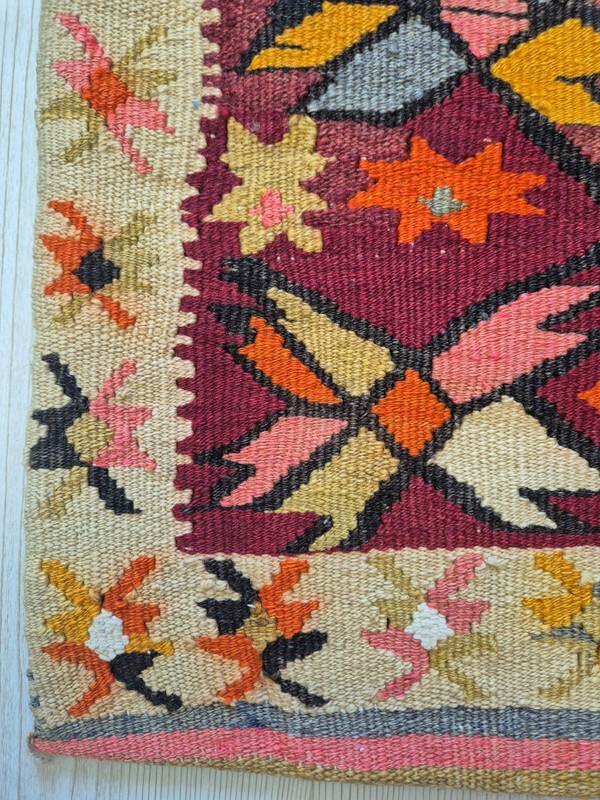 Vintage Central Anatolian Kilim Bag 16x17 Small Turkish Nomadic Saddlebag Pocket gallery