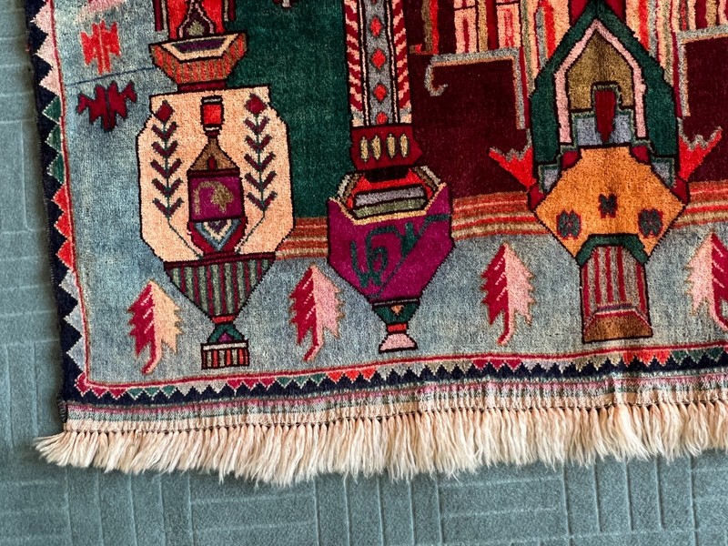 120 X 200 cm COLLECTORRS' ITEM Vintage Natural Vegetable Dye Maldari Prayer Rug gallery