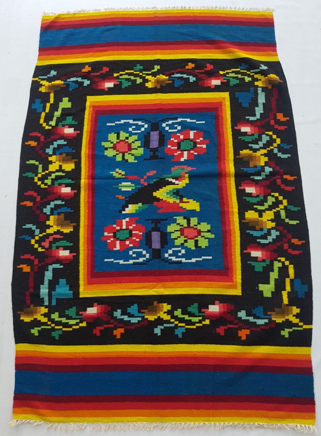 Vintage Handmade Traditional Bolivia Peruvian Brazil Floor Rug Carpet 201x125 cm gallery