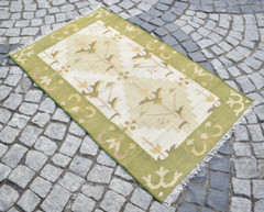 Vintage Turkish Rug 2’9” x 4’7” ft Anatolian Soft Colors Rug Flat Woven Rug