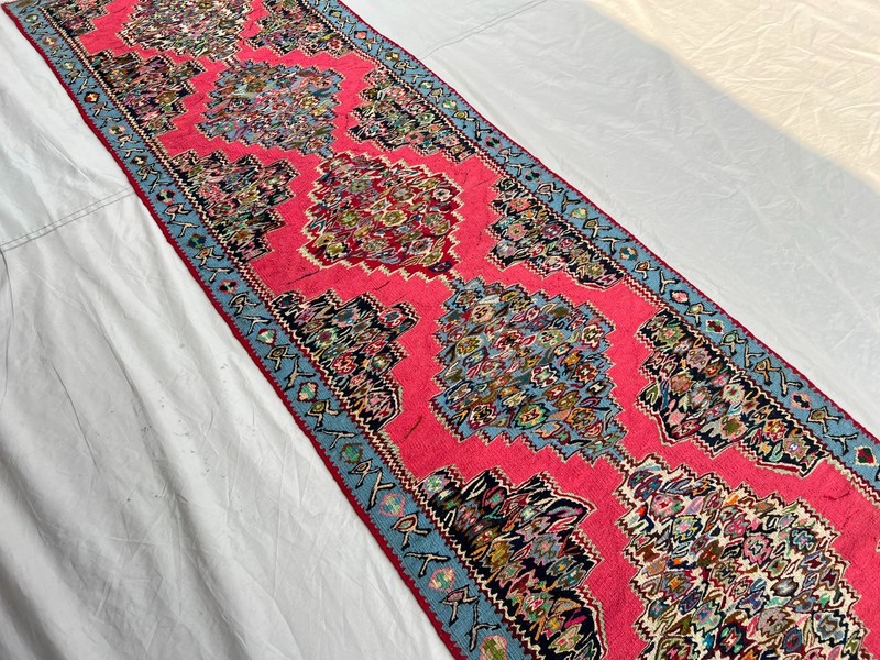 85 x 270 cm Stunning Vintage Super Fine Quality Senneh Knots Five Medallion Rug gallery