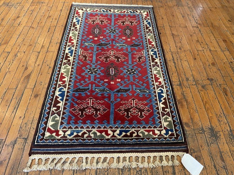 Beautiful Antique 1940-1950's Wool Pile Henna Dye Tribal Runner Rug 2’8”x4’9”ft gallery