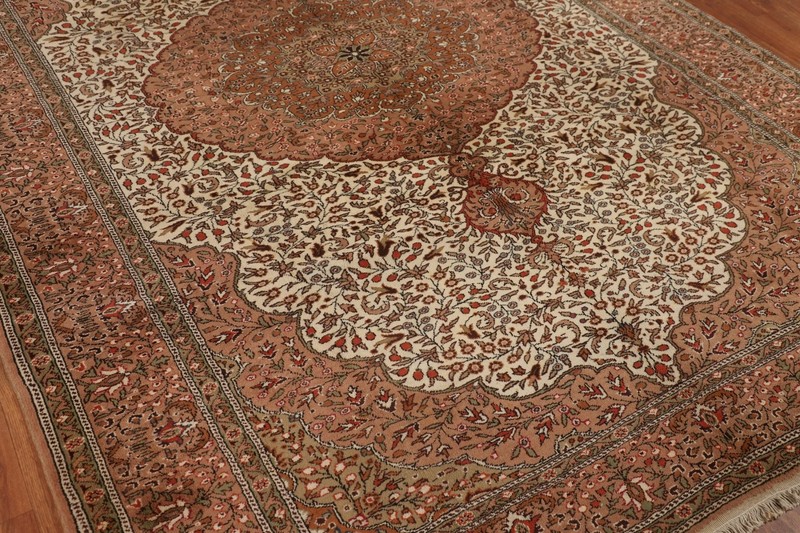 Vintage Floral Anatolian Turkish Ivory Wool Handmade Living Room Area Rug 7x10 gallery