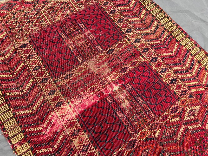 Handwoven Turkish Tribal Rug 4x5 ft Distressed Low Pile Vintage Boho Area Rug gallery