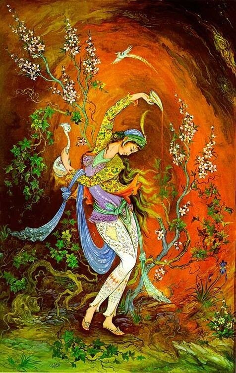 EXCEPTIONAL GENUINE "ROSTAMI" ORIENTAL PICTORIAL RUG FROM "FARSHCHIAN" PAINTING gallery