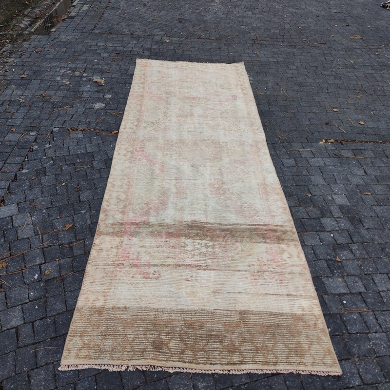 3x10 Turkish pastel rug 3.31 x 9.71 ft Vintage Handmade 101 x 296 cm Runner Rug gallery