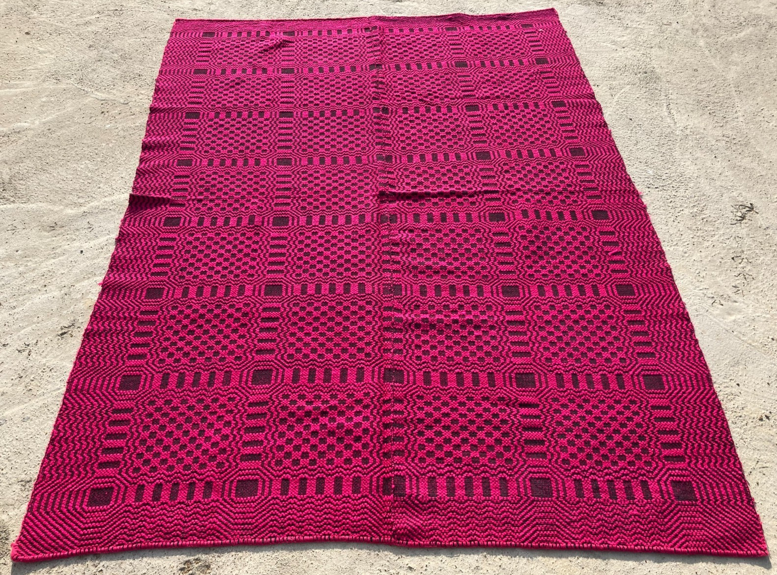 Vintage Handmade Geometric Traditional Wool Area Rug 216x164 cm gallery