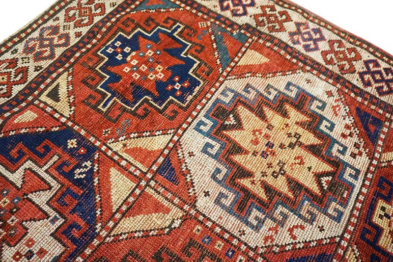 3'x6' Antique Red Late 19th Century Tribal Geometric Caucasian Moghan Carpet Rug gallery