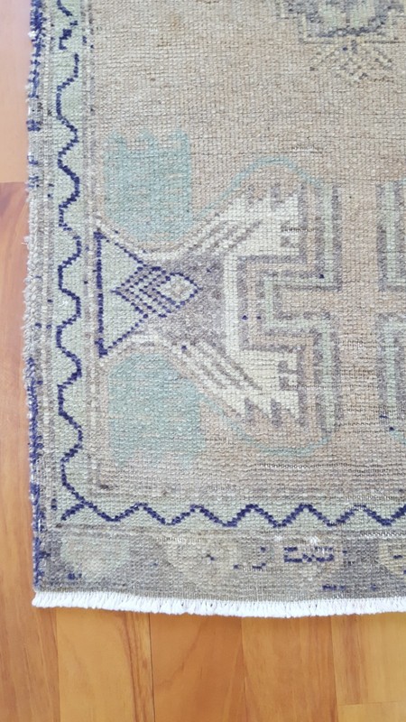 Antique Cappadocia Rug Long Blue Beige Rug Anatolian Free Shipping Rug x gallery