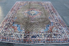 Vintage Hand Made Traditional Wool Faded Brown Pink Beige Carpet 297x210cm