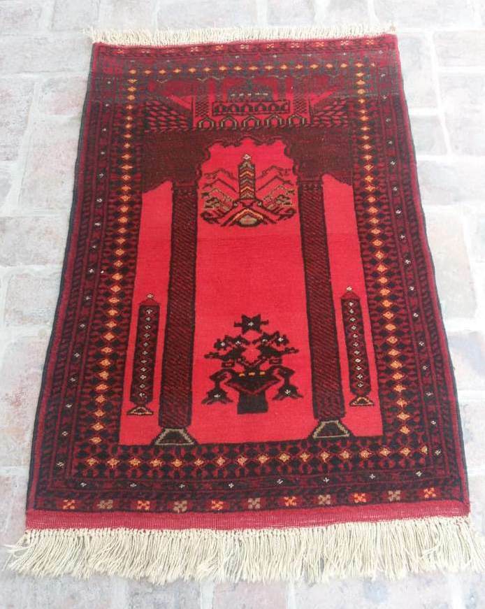 2'6 x 3'10 Hand Knotted Afghan Turkmen Area Rug, 3x4 Tribal Prayer Wool Carpet gallery