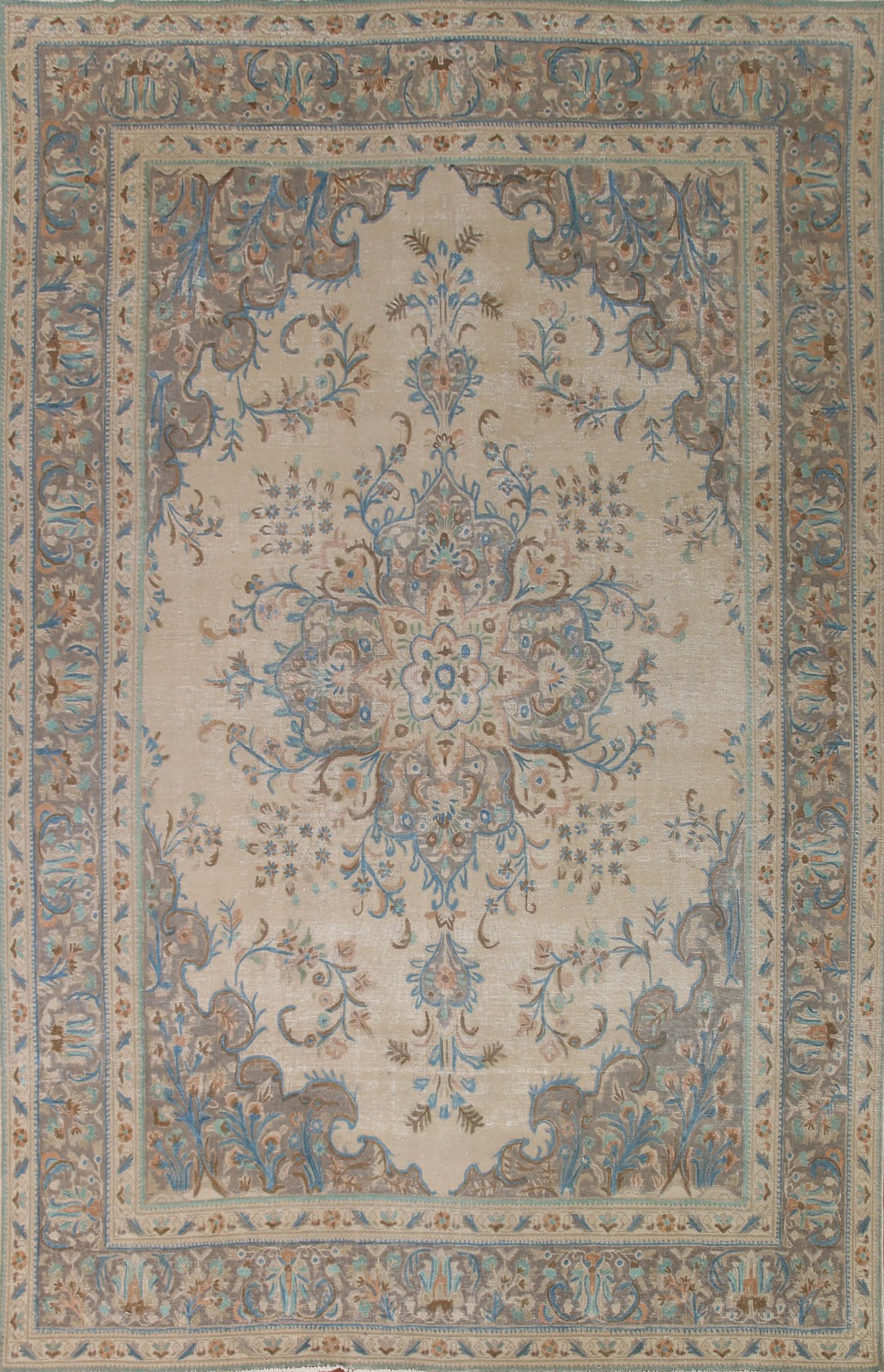 Distressed Traditional Area Rug 10x13 Living Room Hand-knotted Medallion Carpet gallery