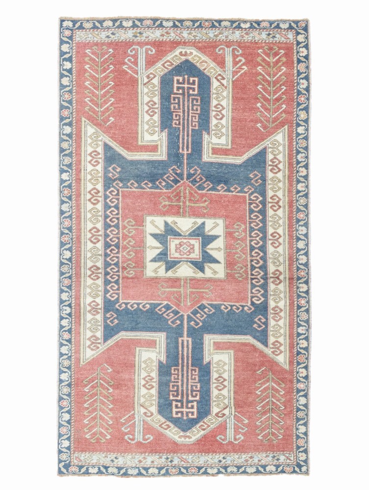 Turkish Oushak Rug 3.8 x 6.9 ft, Burnt Rose Entry Rug, Rustic Southwestern Decor