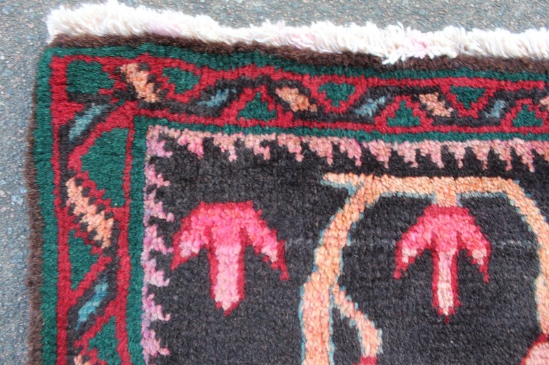 Vintage Hand Made Traditional Oriental Wool Blue Pink Large Rug 245x161cm gallery