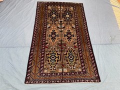 3’10×6’1 Vintage Afghan Hand Knotted Tribal Wool Rug | Geometric Nomadic Art Rug