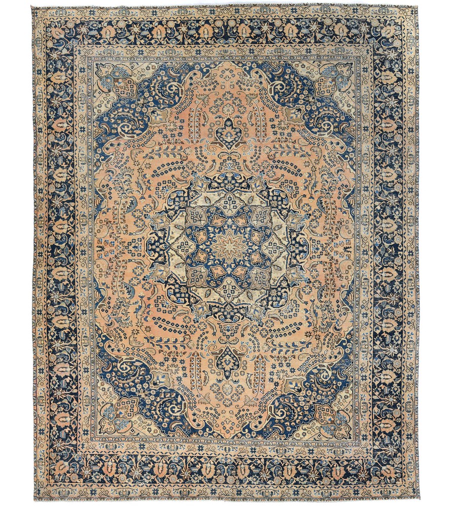 Handmade Semi-Antique Oriental Rug Muted Color Distressed Style Carpet 9X12 ft