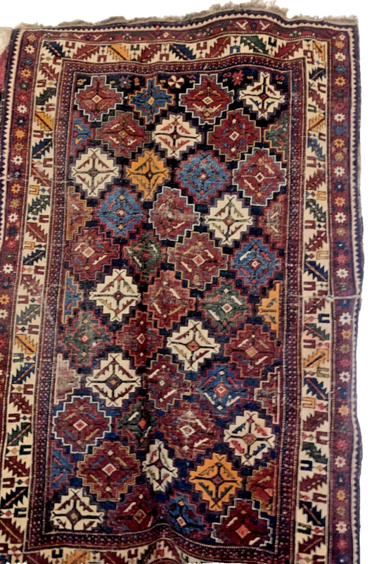 19th C Antique Shirvan Caucasian Rug 5 x 3.5 ft vegetable dye hand knotted gallery