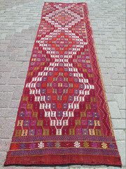 Turkish Rug Runner, Hallway Red Rug, Long Wool Carpet, Handmade Corridor 36X125″