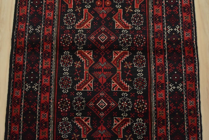 Baloch Rug 2’10” x 5’7” Blue Wool Vintage Tribal Hand-Knotted Oriental Carpet gallery