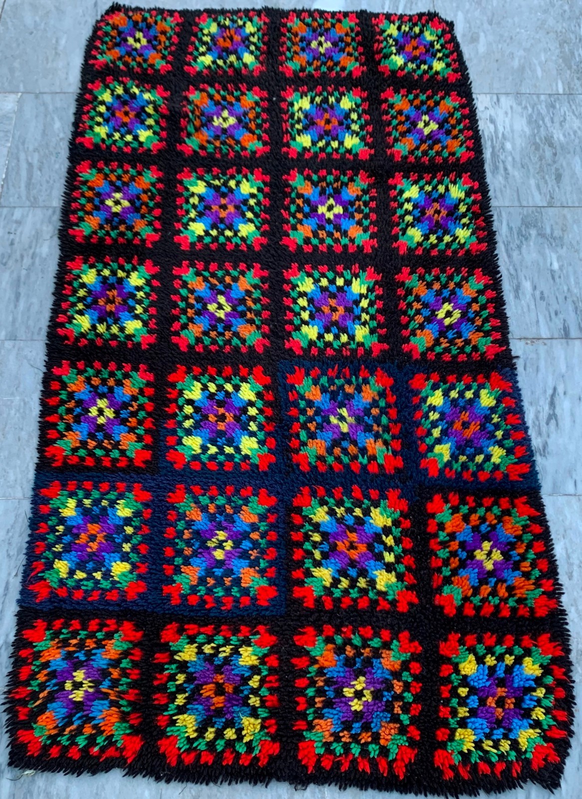 Vintage Swedish Scandinavian: Long-Pile Rya Rug, Mid-Century Carpet (3x5 ft.) gallery