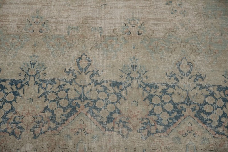 Distressed Blue and Beige Rug with Pink Undertone Handmade Room Size Rug 10x13 gallery