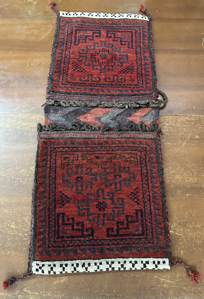 Vintage Middle Eastern Hand Knotted Tribal Camel Saddle Bag Kilim 41" x 17"