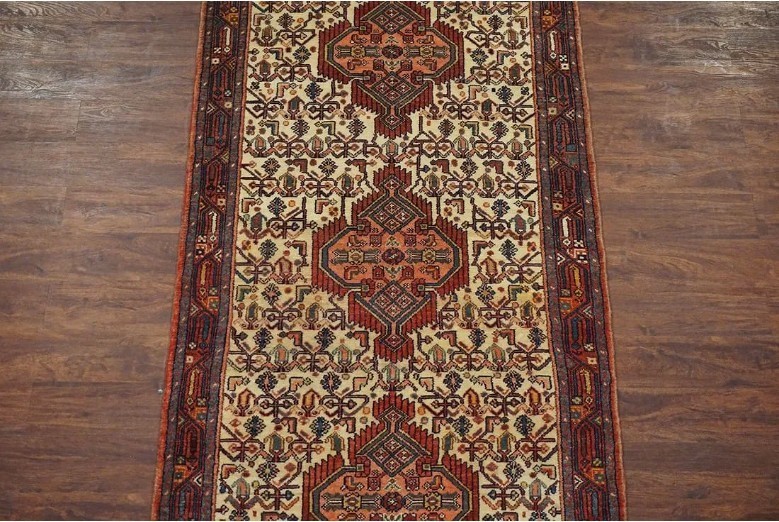Vintage Hand‑Knotted Wool Gallery Runner 43x120 in • Circa 1960 • Malayer Style gallery
