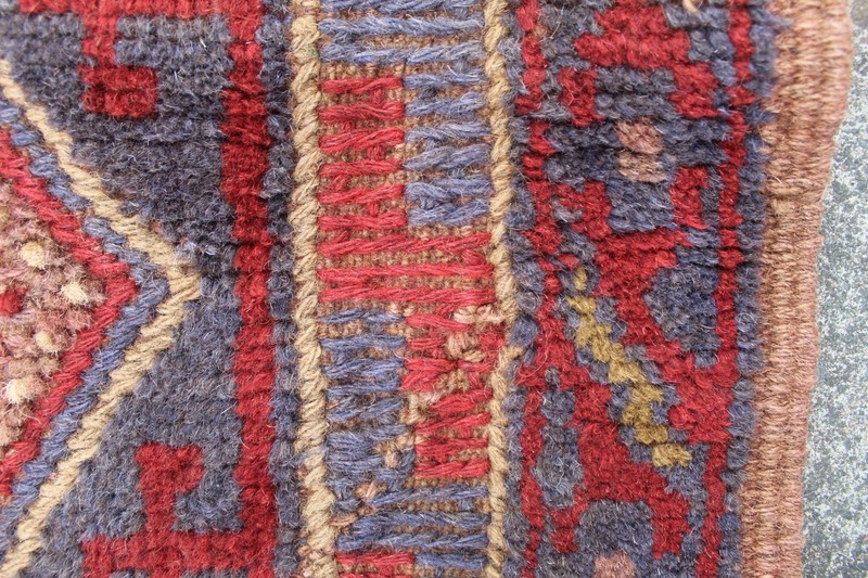 Vintage Hand Made Afghan Mushvani Oriental Red Blue Wool Narrow Runner 245x60cm gallery