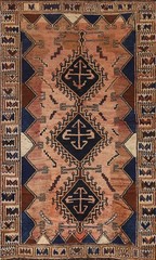 Vintage Traditional Area Rug 4×8 Hand-knotted Wool Geometric Tribal Style Carpet