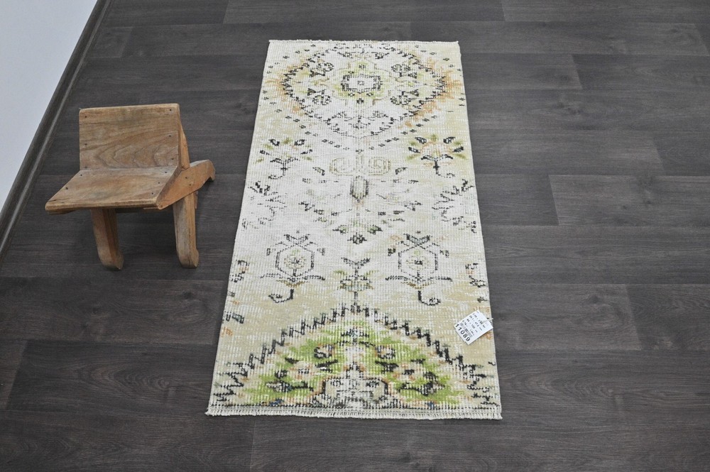 Oushak Turkish Doormat Rug 2x4 BEIGE Anatolian Handmade Vintage Small Kilim Rug
