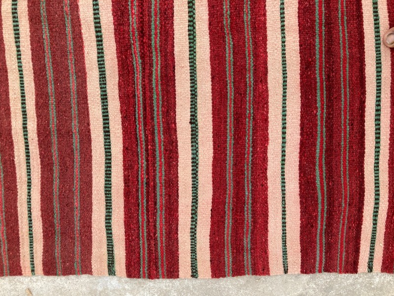 Vintage Traditional Handmade Turkish Striped Wool Floor Rug Carpet 226x160 cm gallery