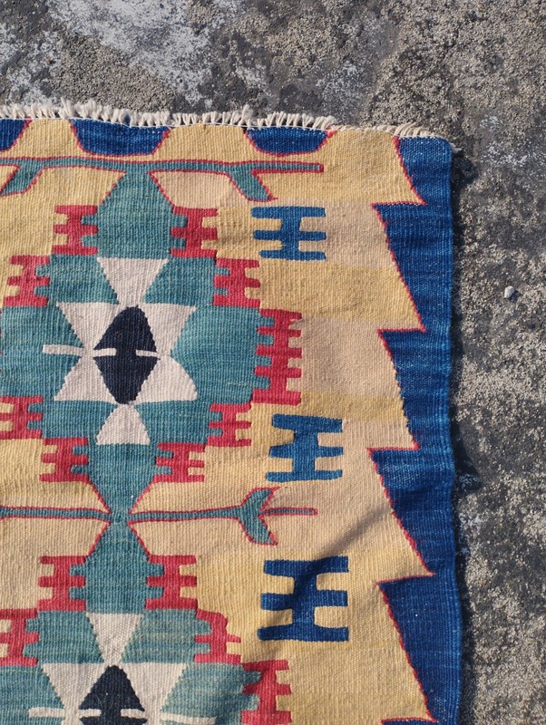 Vintage Handmade Turkish Anatolian Wool Kilim Rug Carpet 75x60 cm gallery