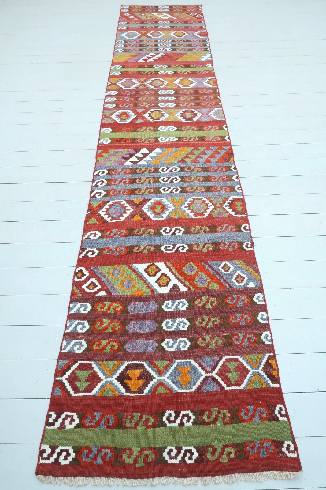 Turkish Runner Rug, Hallway Rug, Handmade Long Wool Carpet, Stairs Rug 30"x144" gallery