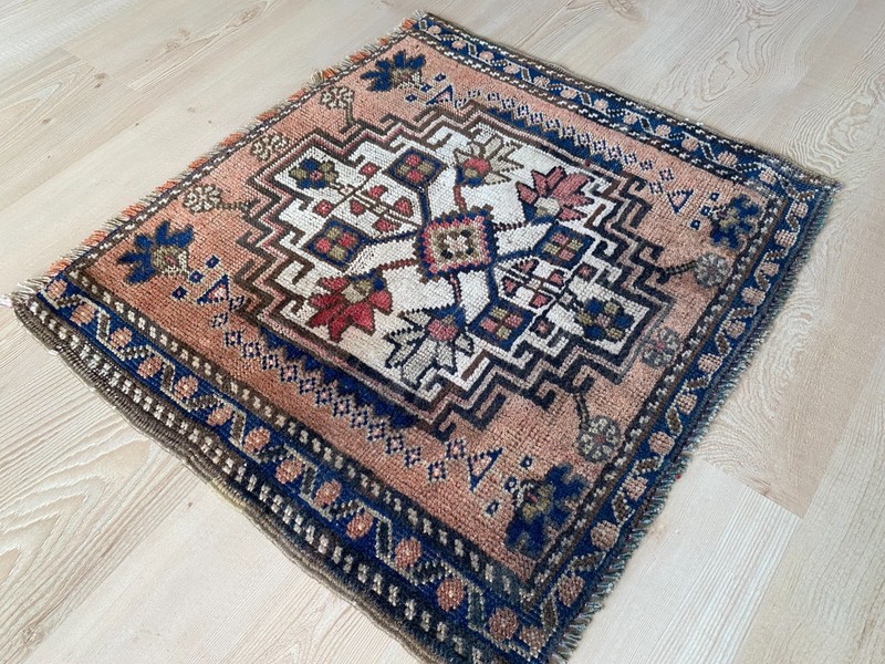 1.7 x 2 ft,Square rug, Turkish rug, Vintage mini rug, Small Pink rug,Doormat rug gallery