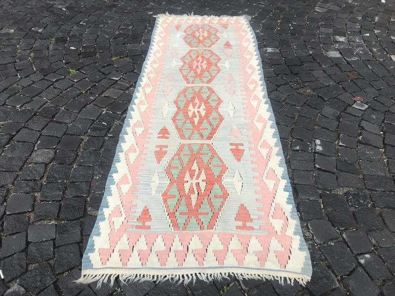 2.8 x 8 Ft Turkish Vintage Kilim, Handmade Wool Kilim, Bohemian Kilim Runner Rug gallery