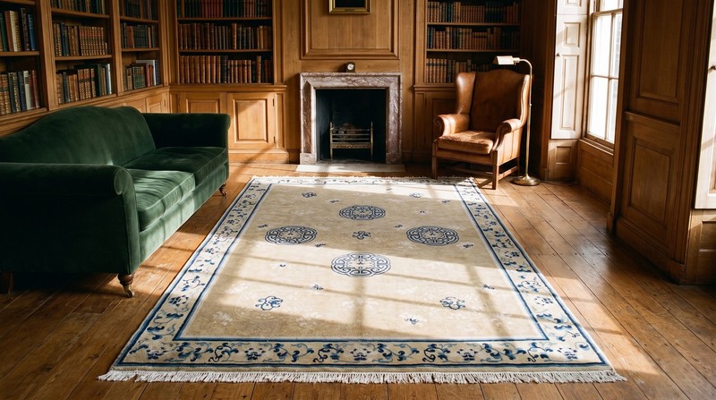 6X9 Antique Chinese Ningxia Wool Area Rug 1750 gallery