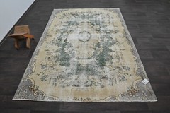 Oushak Turkish Vintage Rug 6×8 Kilim Rug Anatolian Handmade Boho Decor BEIGE