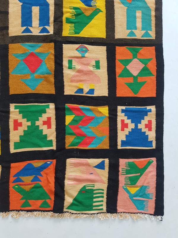 Vintage Handmade Tunisian Gafsa Tribal Traditional Wool Kilim Rug 151x82 cm gallery