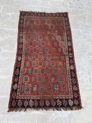 Antique Hand Knotted Distressed Worn Oriental Wool Rug Floor Covering 255×142 Cm