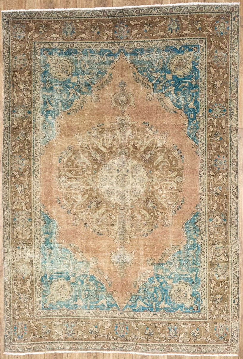Semi-Antique Distressed Floral Muted Oriental Rug Dining Room Carpet 7x10 Ft gallery