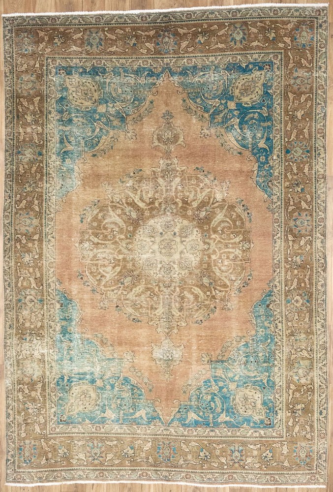 Semi-Antique Distressed Floral Muted Oriental Rug Dining Room Carpet 7x10 Ft