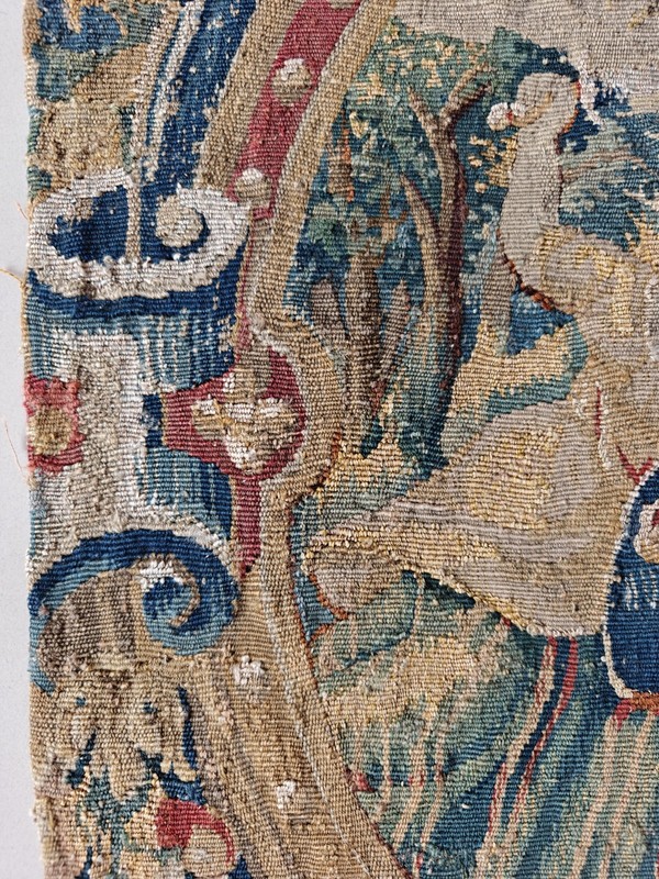 2'x2' Antique 17th Century Square Flemish Biblical Tapestry Of David and gallery
