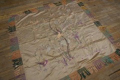 4X4 Antique Chinese Textiles Silk Area Rug 1925