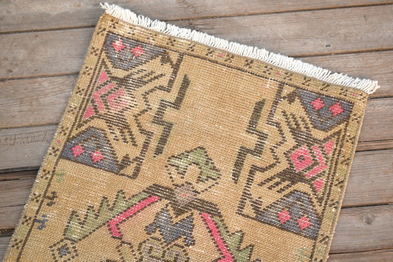 Turkish Carpet Hand Knotted 1x3 Size Doormat Chair Multi Color Rug 47x92cm gallery