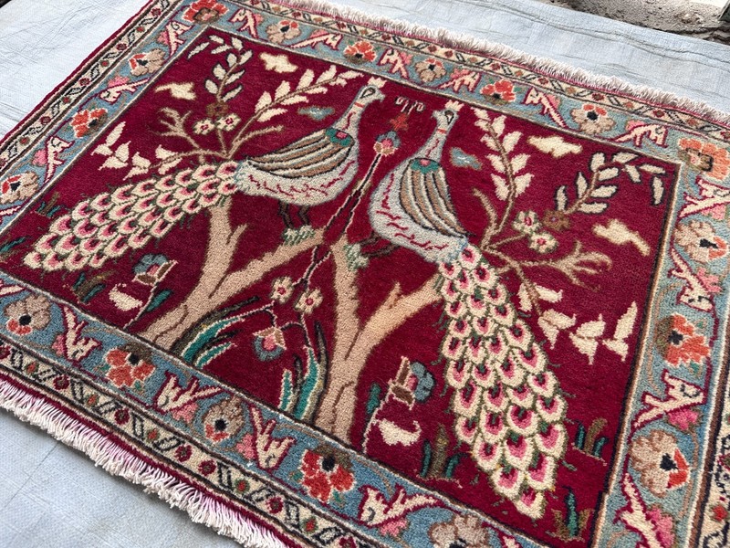 COLLECTORS' ITEM Stunning Vintage Peacock Peafowl Shikargah Pictorial Wall Hang gallery