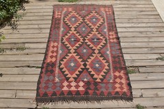 Afghan Rug 36”x61” Handwoven Carpet 92x156cm Maimana Eclectic Oriental Rug