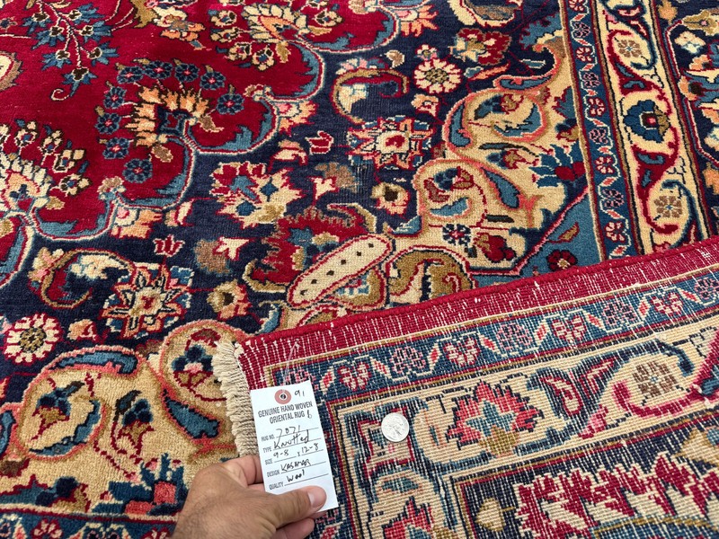 10x13 VINTAGE RUG RED ANTIQUE HANDKNOTTED BLUE traditional handmade oriental big gallery