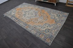 Oushak 5×10,Turkish Rug,vintage,anatolian,ORANGE,kilim,Bohemian,handmade,wool