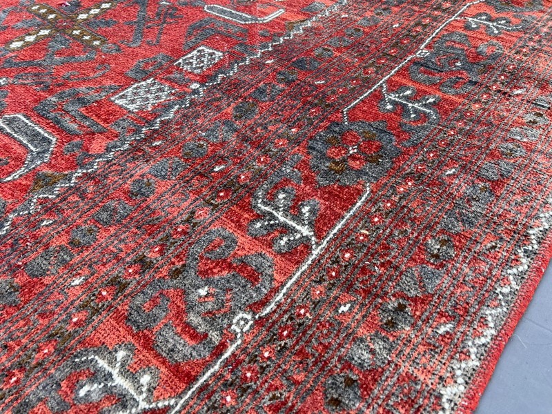 Antique Terracotta Afghan Turkmen Rug 7x10 ft Red Geometric Faded Persian carpet gallery